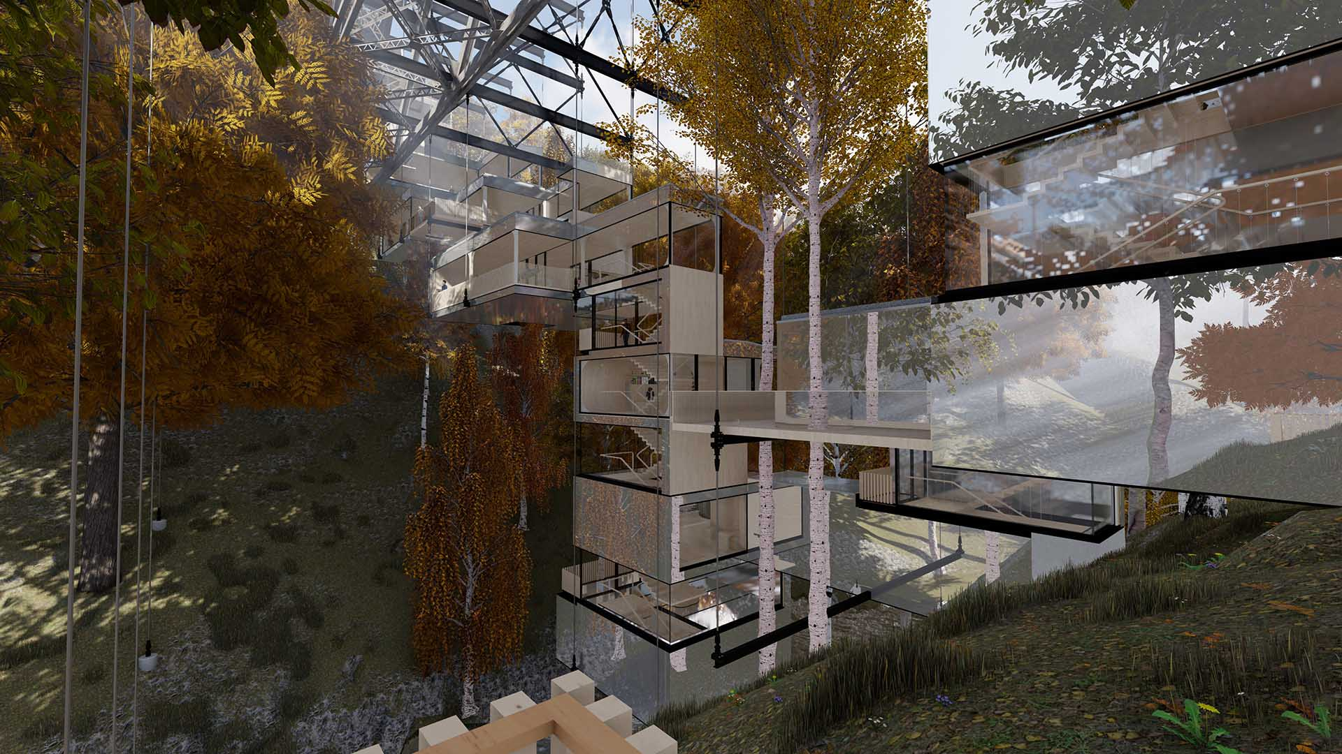 Exterior Visualisation of the Bield in the Woodland