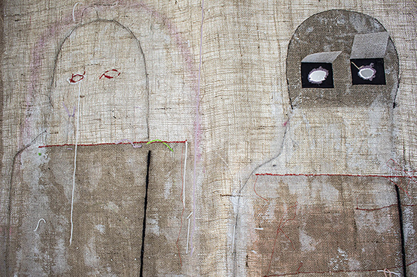 One Skin (detail - reverse) 200cm x 100cm, mixed media embroidery