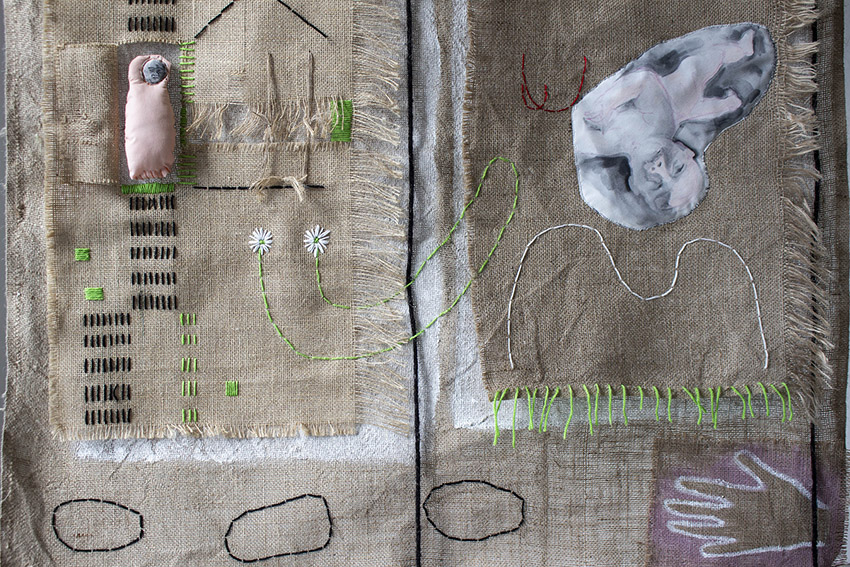 One Skin (detail) 200cm x 100cm, mixed media embroidery