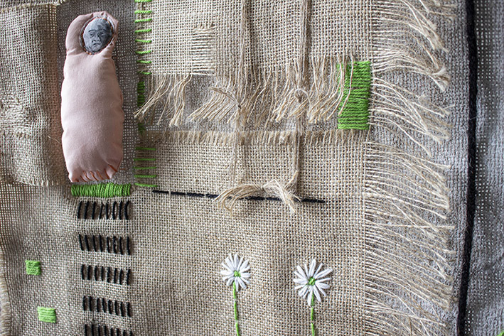 One Skin (detail) 200cm x 100cm, mixed media embroidery