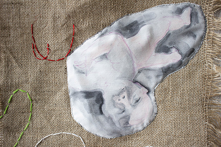 One Skin (detail) 200cm x 100cm, mixed media embroidery