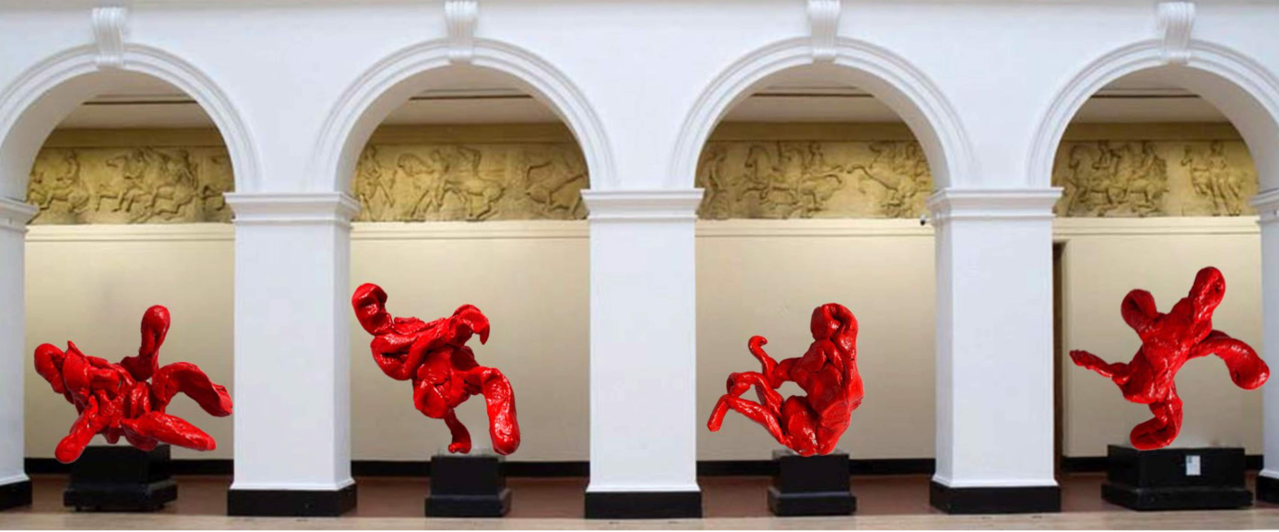 Red figures from Model of divers (2021) collaged in place of ECA casts. 