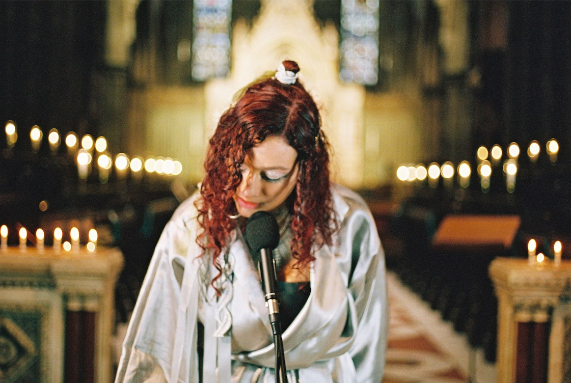 Alliyah singing in the cathedral