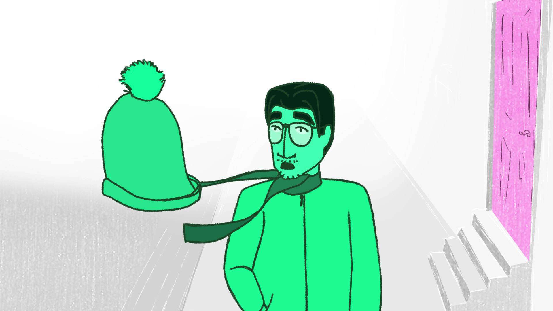 A still from the short film 'The Magentalman and the Gentlemint'