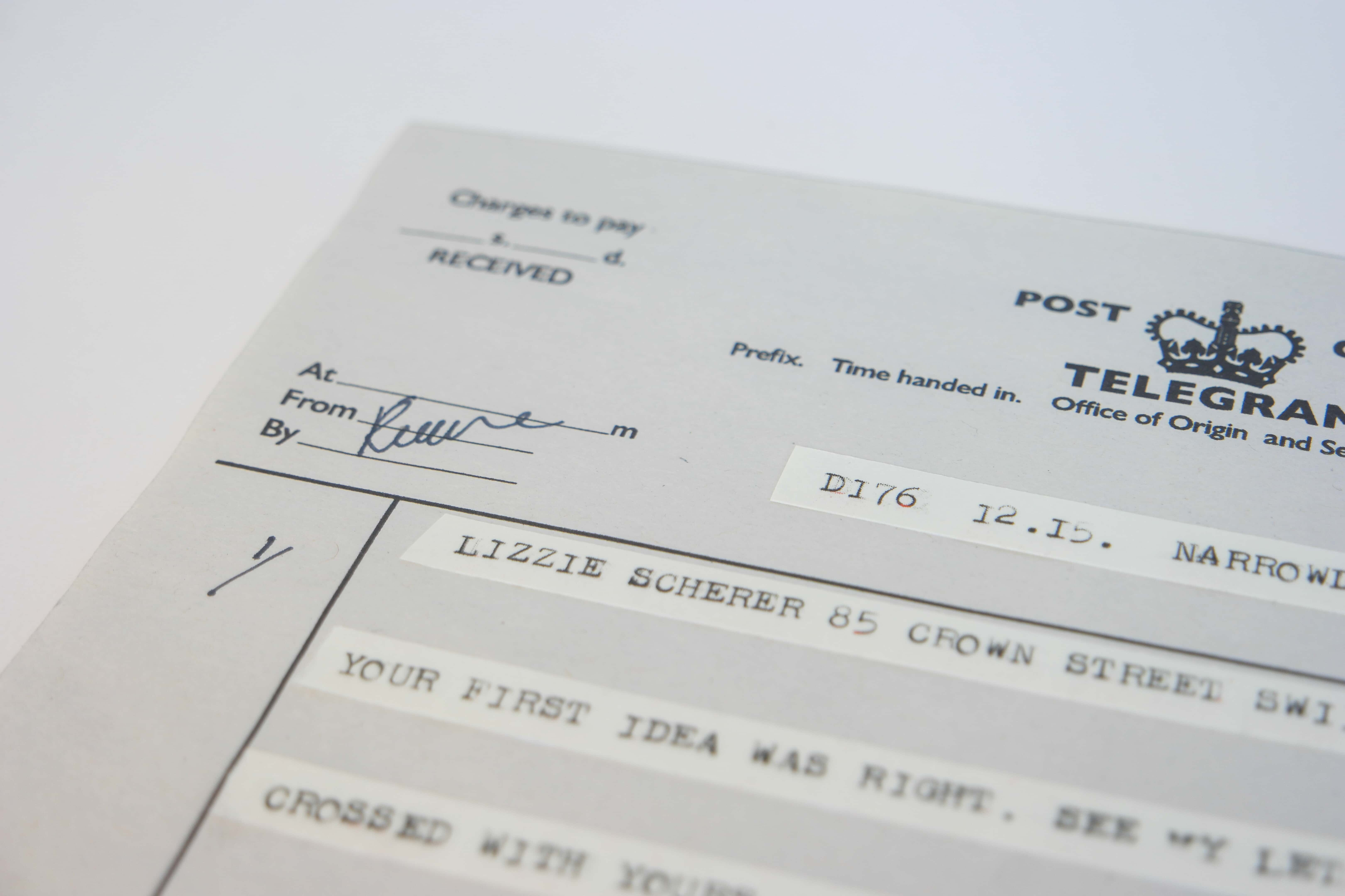Close up detail of a Telegram 