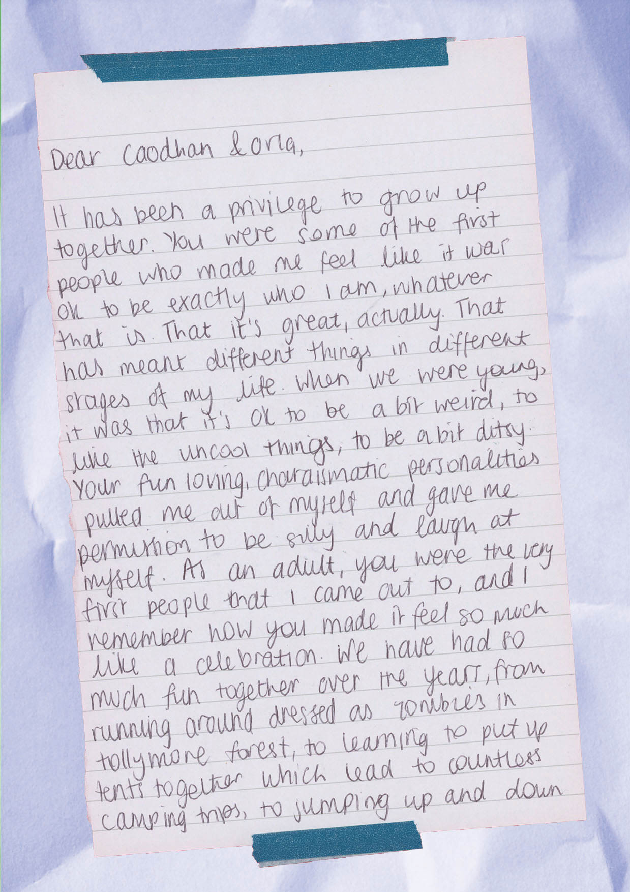 Front page of Ellen's letter