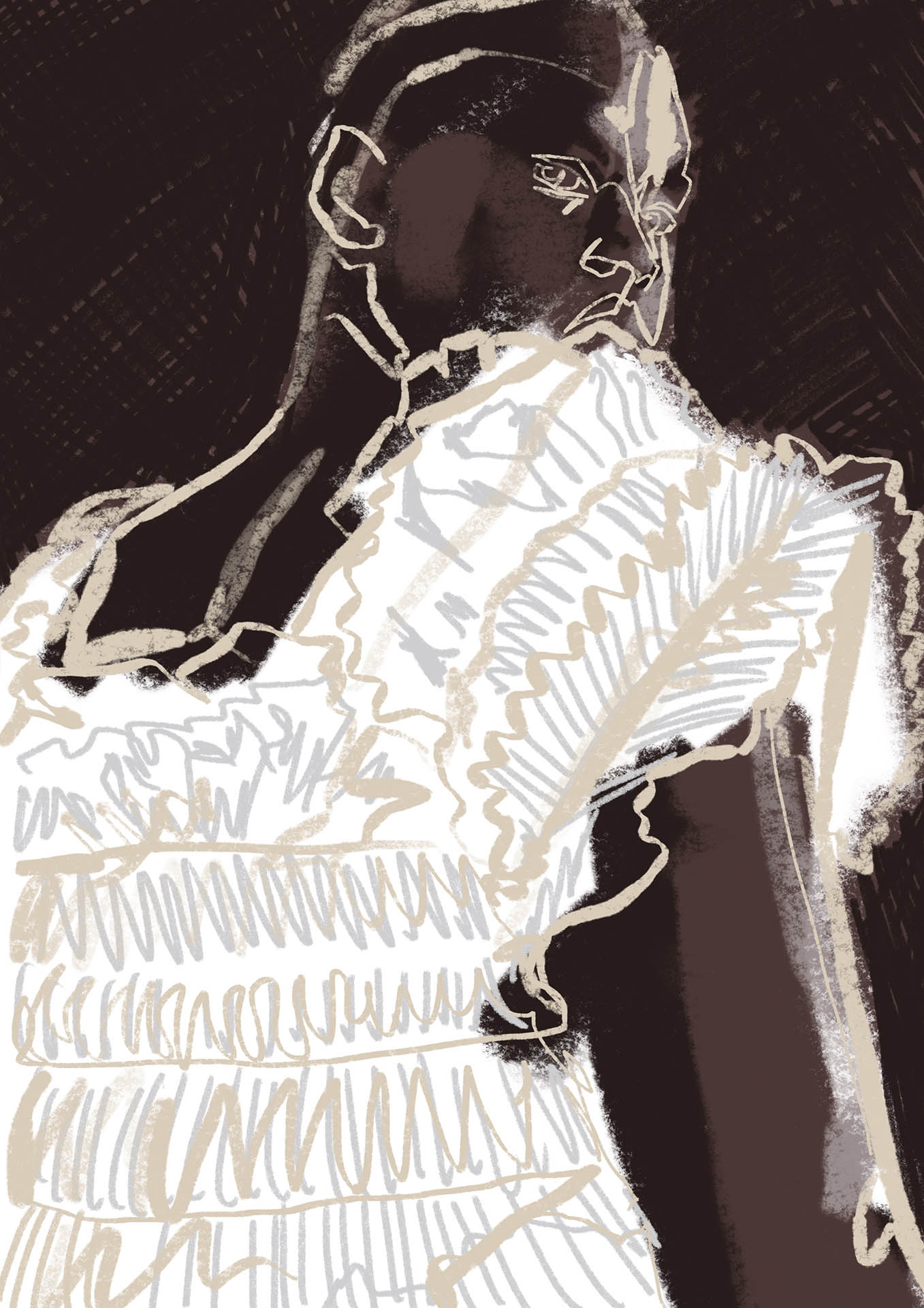 fashion Illustration, Molly Goddard Bridal, the 'Aubrey Dress'