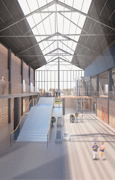 Community Hub Main Circulation and Entrance Render -Individual work