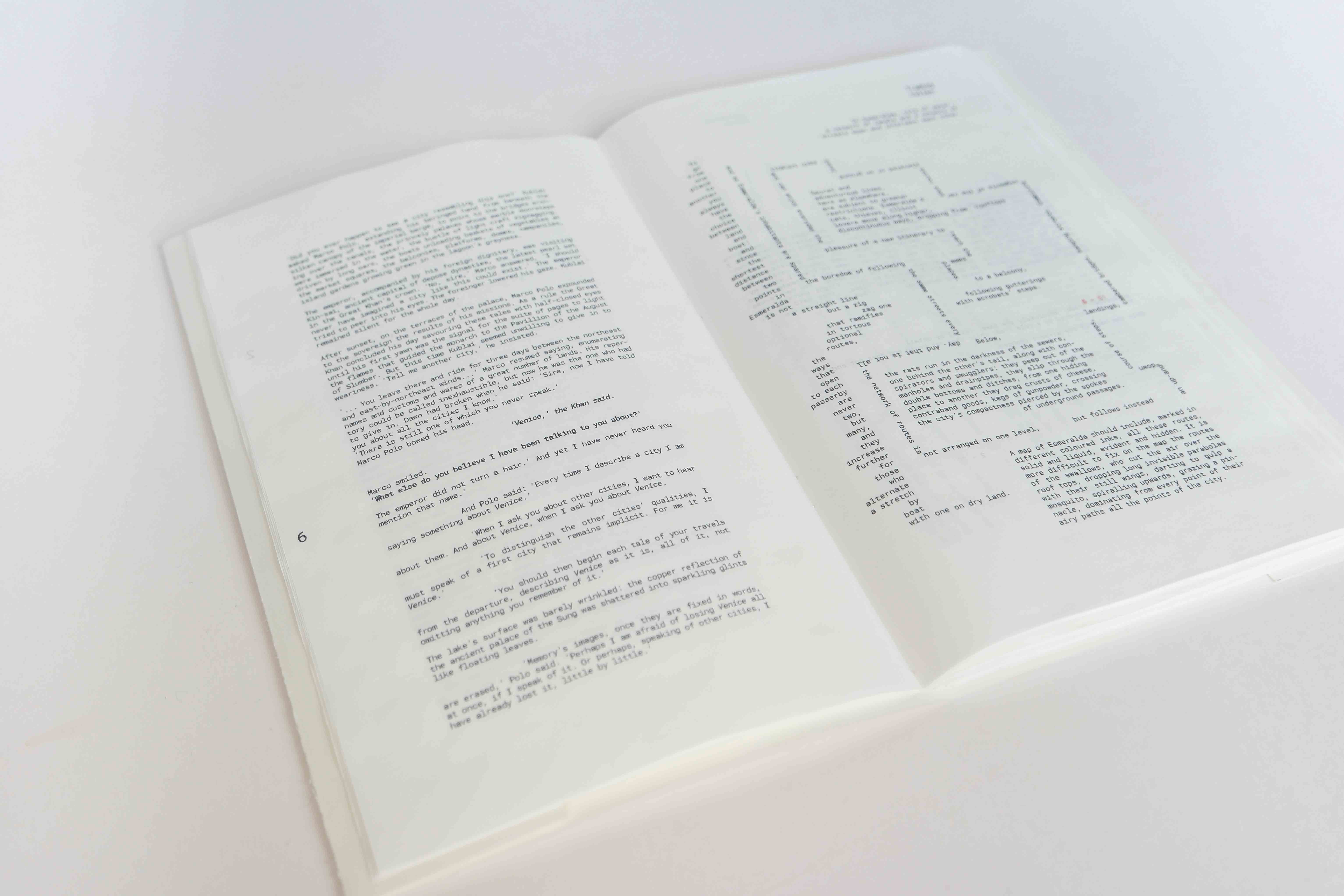 Double page spread of typographic book