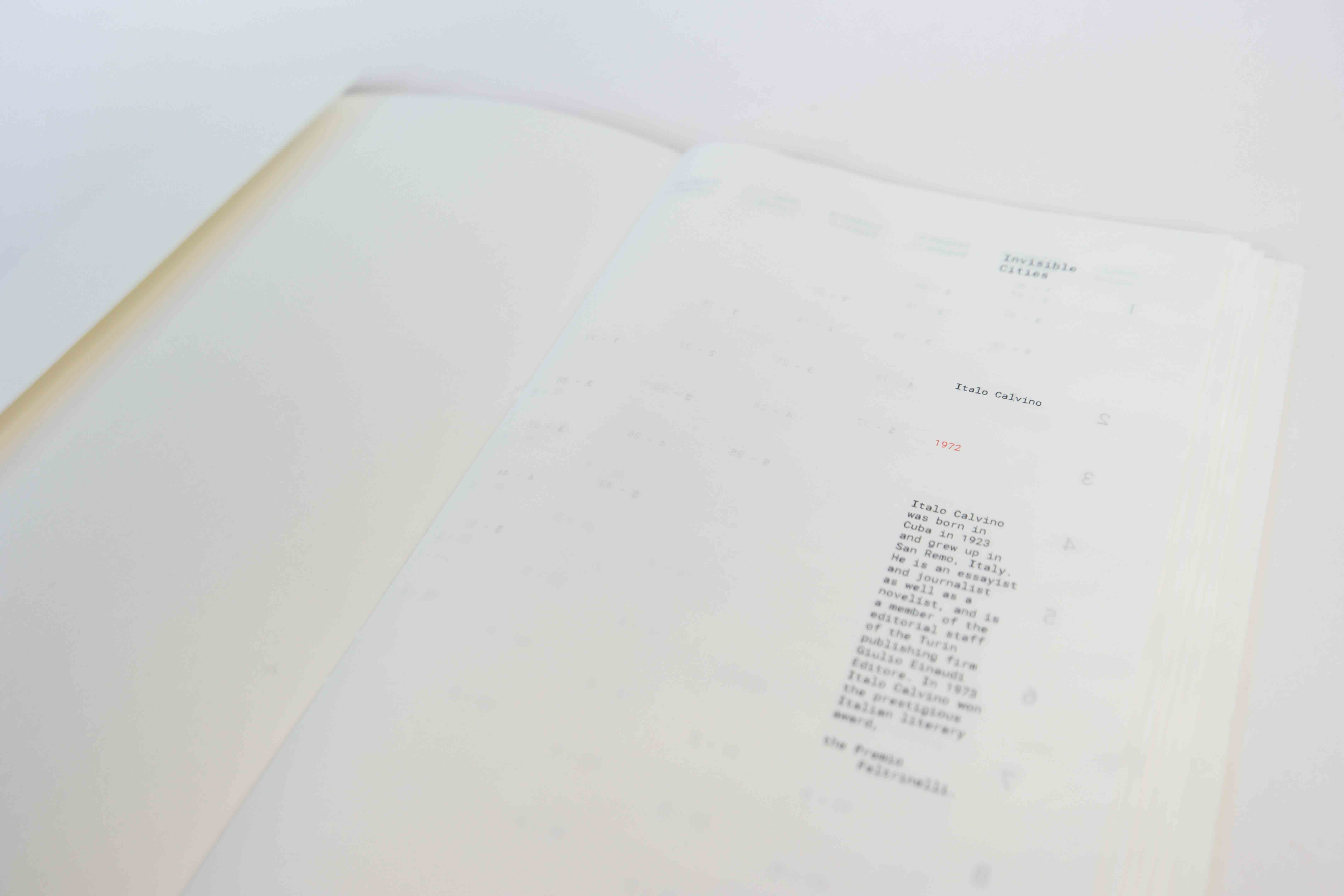Close up image of the title page for Invisible Cities