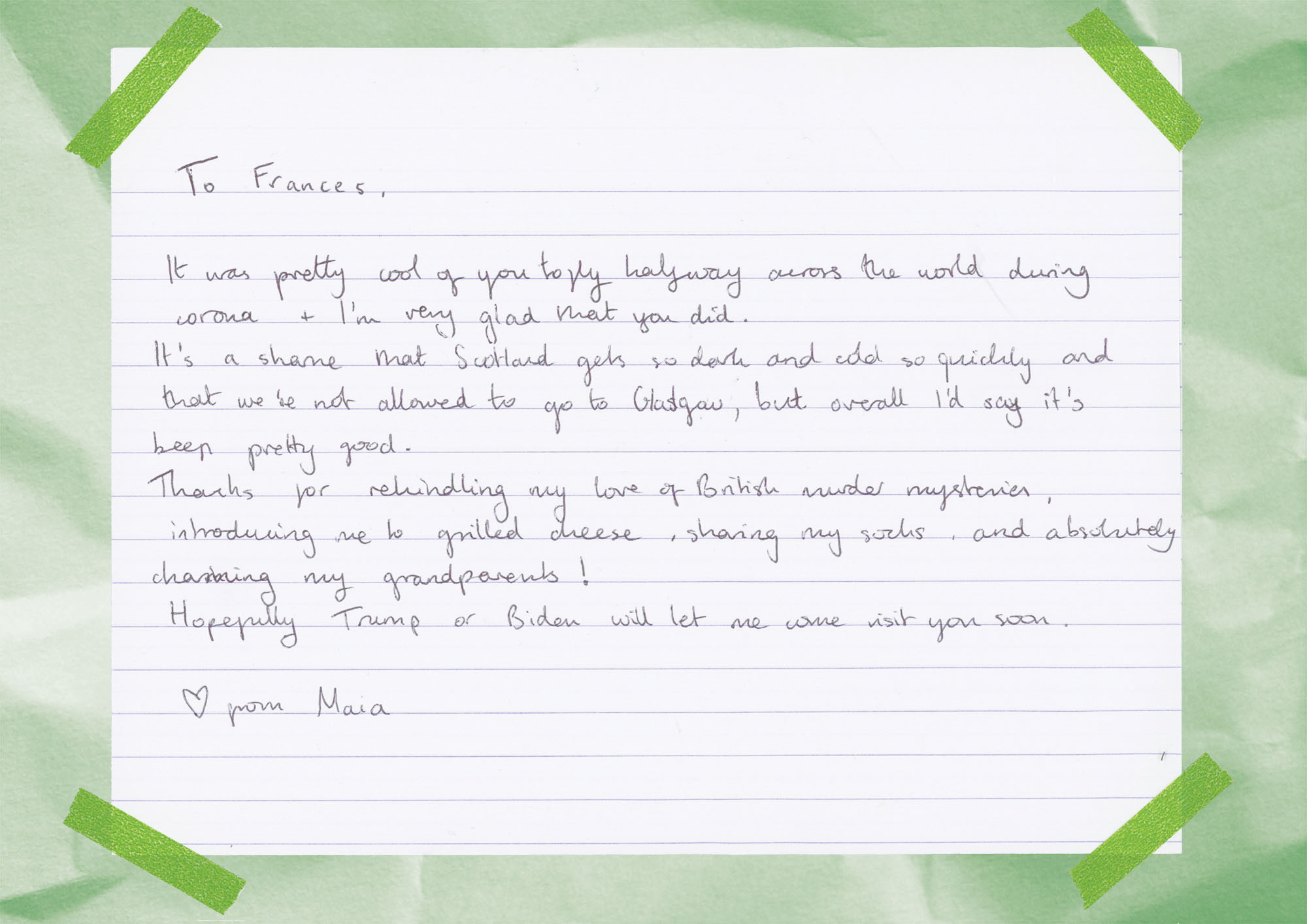 Maia's letter to Frances