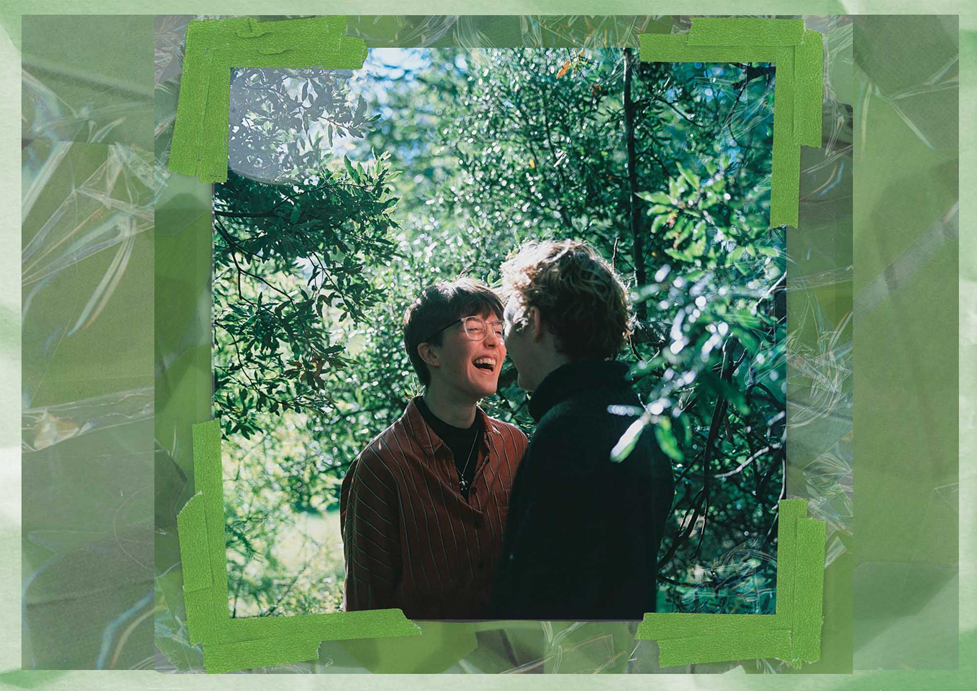 Portrait of Maia and Frances amongst some trees