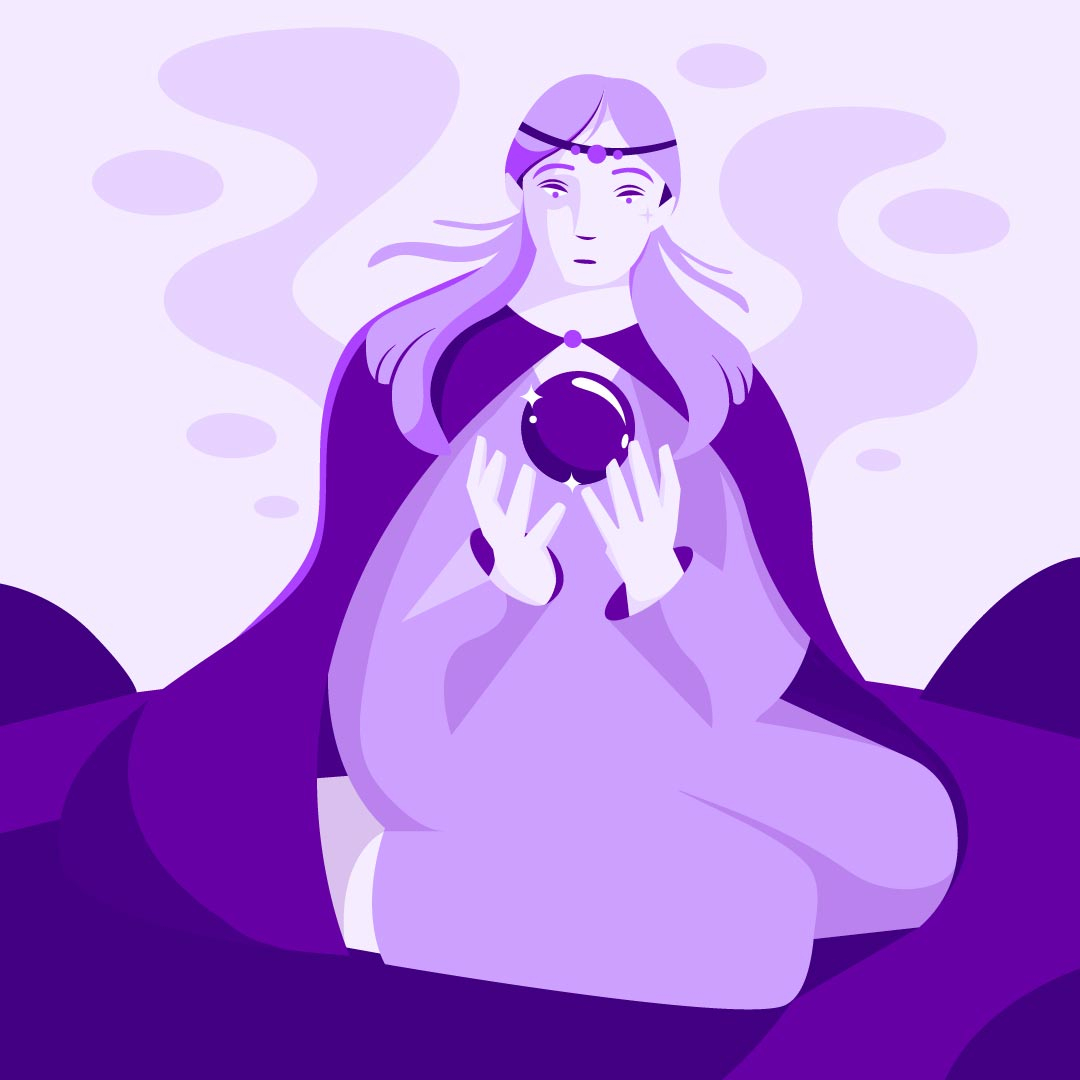 Purple personified illustration