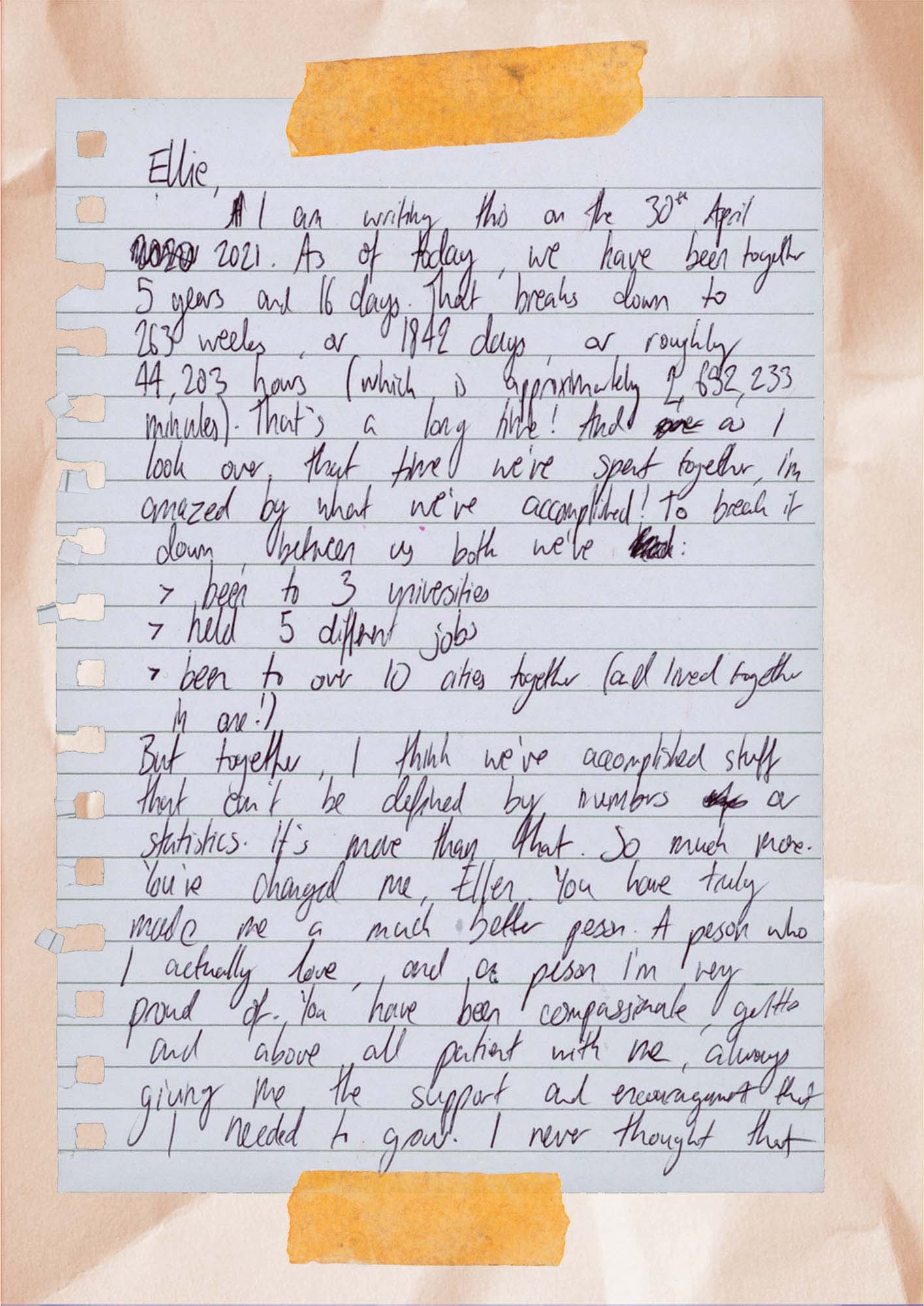 Front page of Ska's letter to Ellen