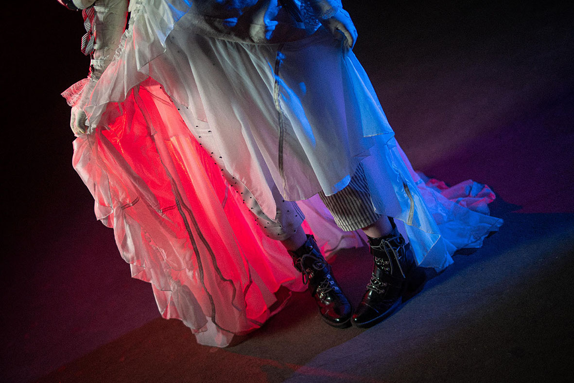 Poppet skirt and trouser detailing.