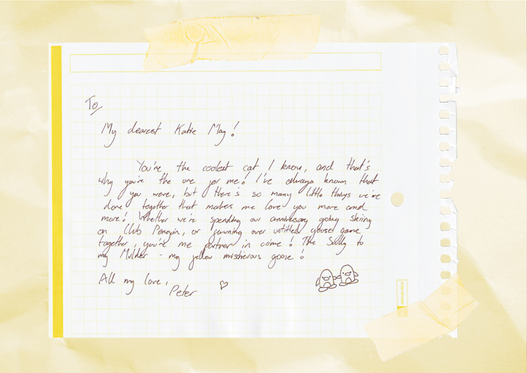 Letter from Peter to Katie
