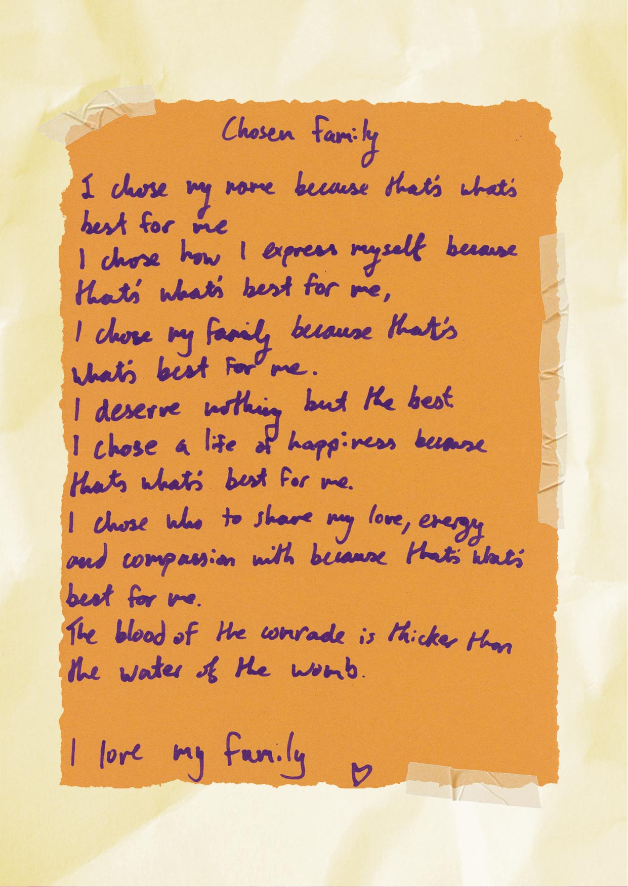 Letter from Ry to their chosen family