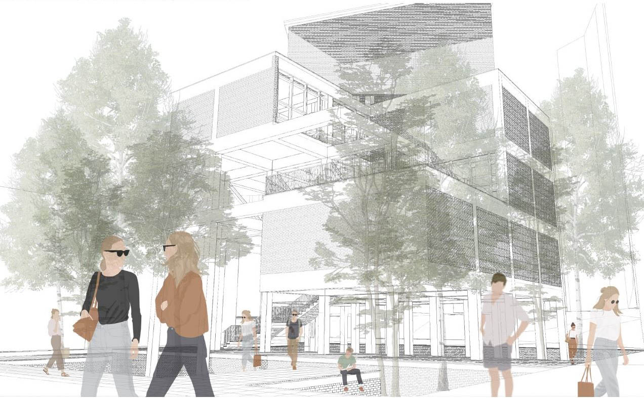 Perspective View of the New Library