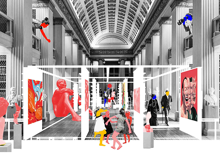 This picture shows people‘s activity in the art streets.