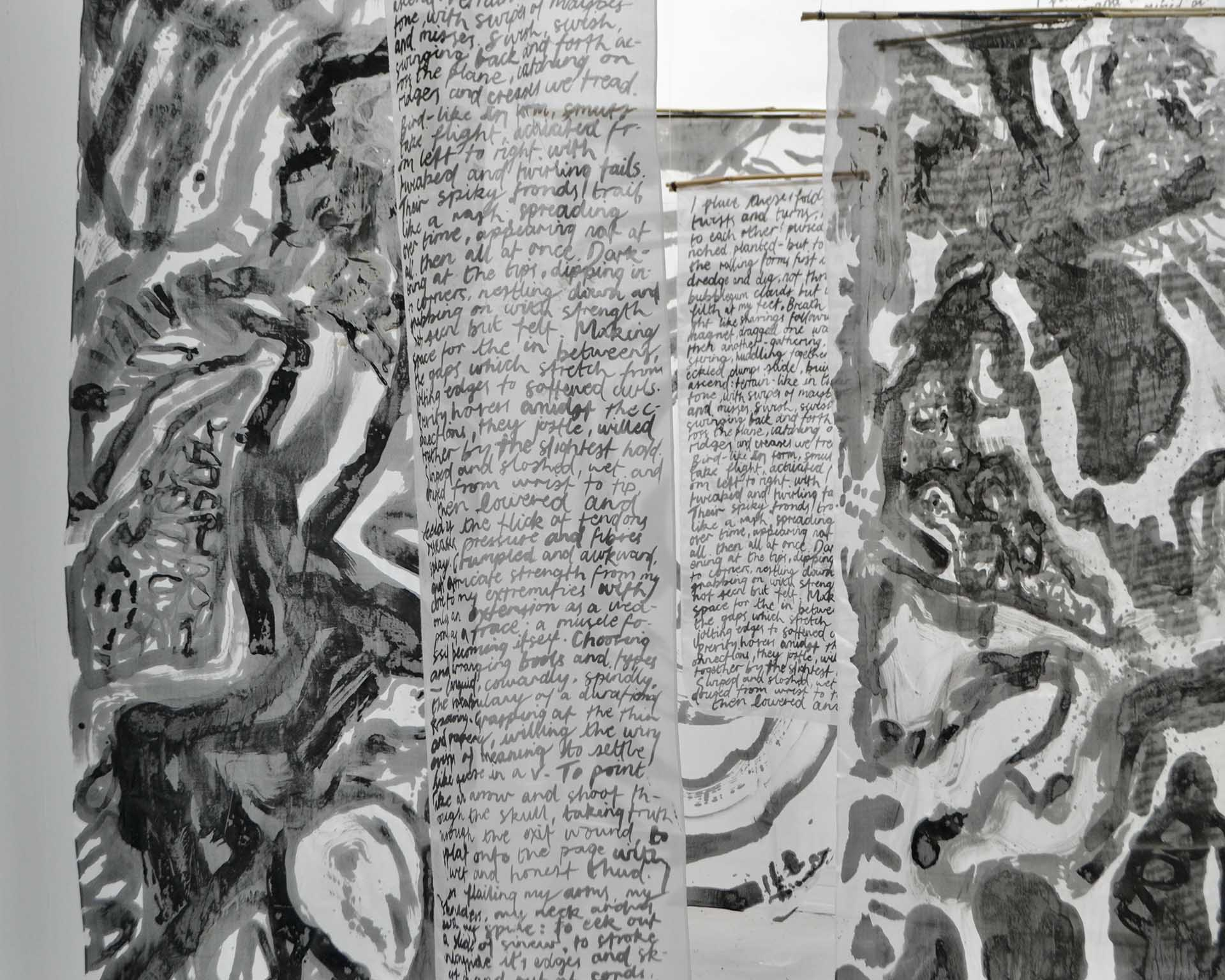 installation shot of seven piece hanging 