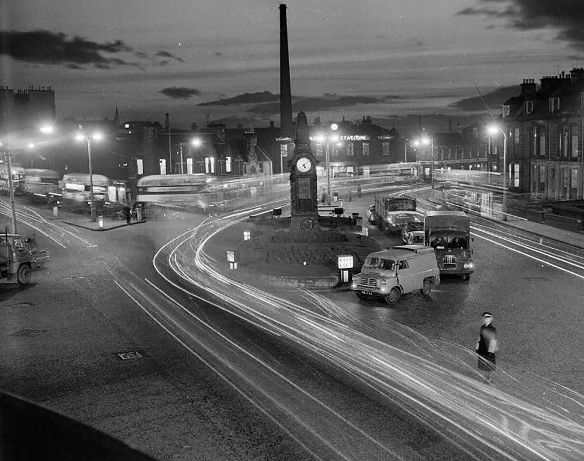 Haymarket junction at night.