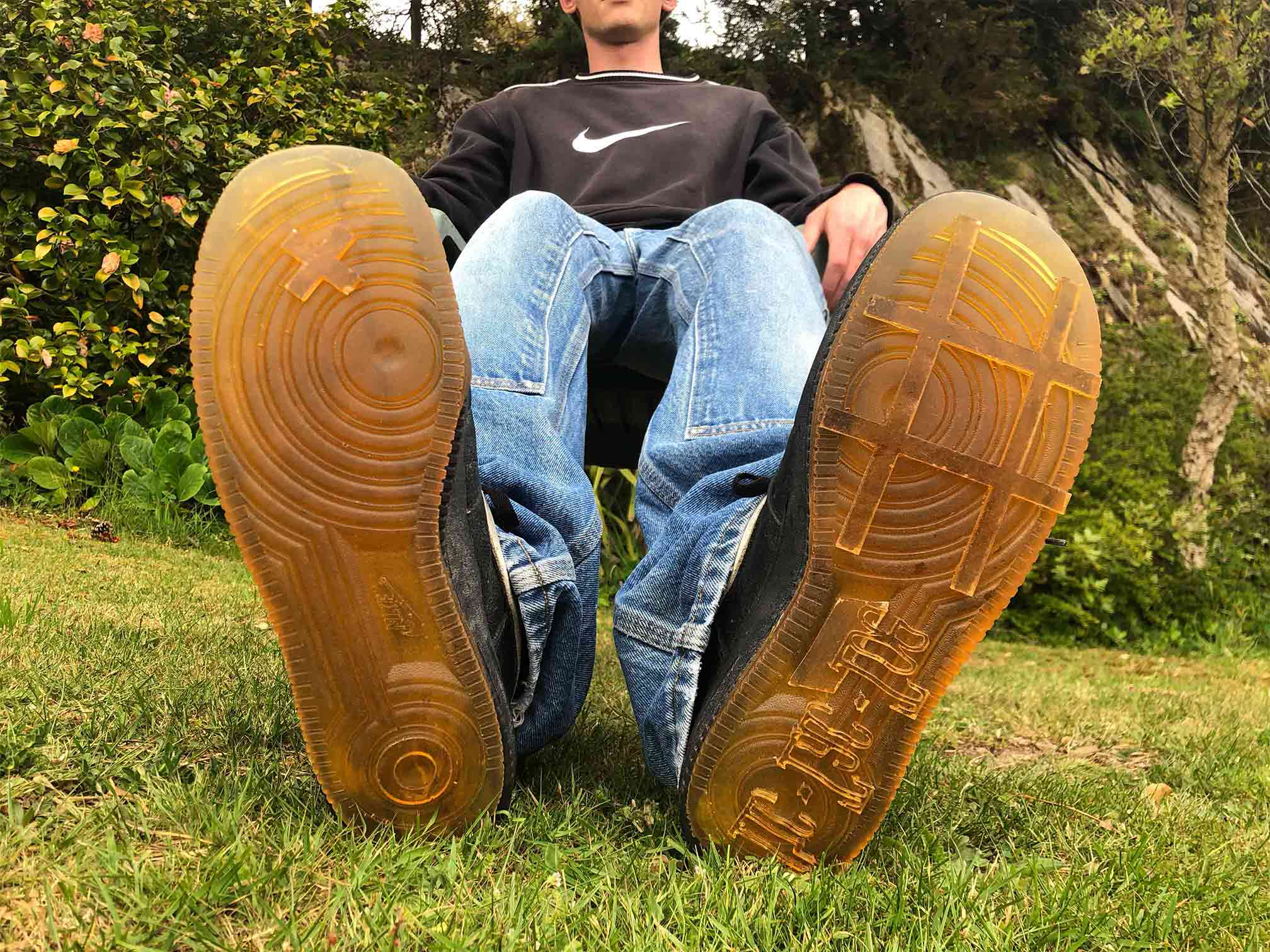 Rubber soles on shoes.