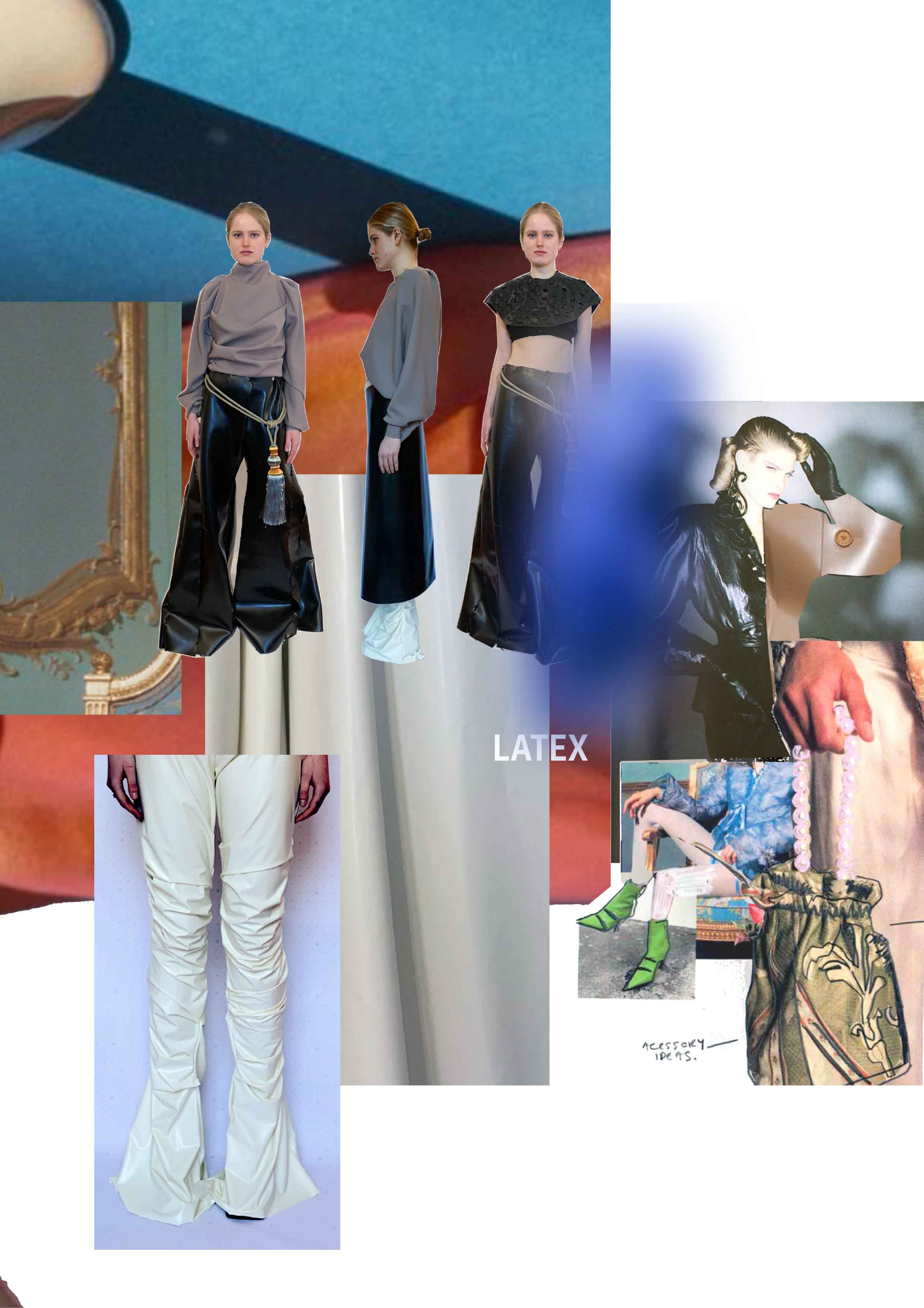 Adding latex to the collection to drape with and contrast with the heavier, stiffer rubber.
