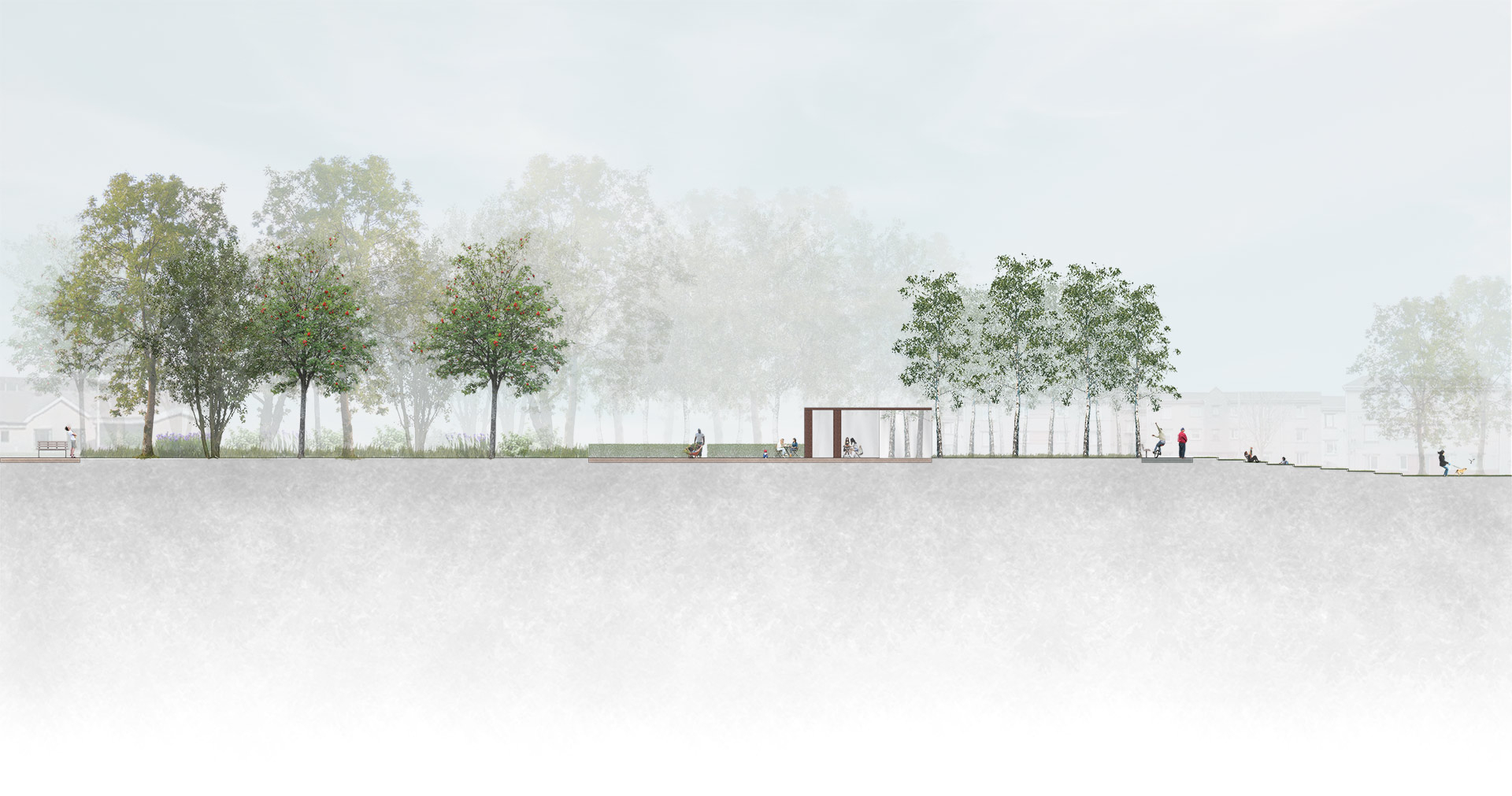 Section through the upper area of the park