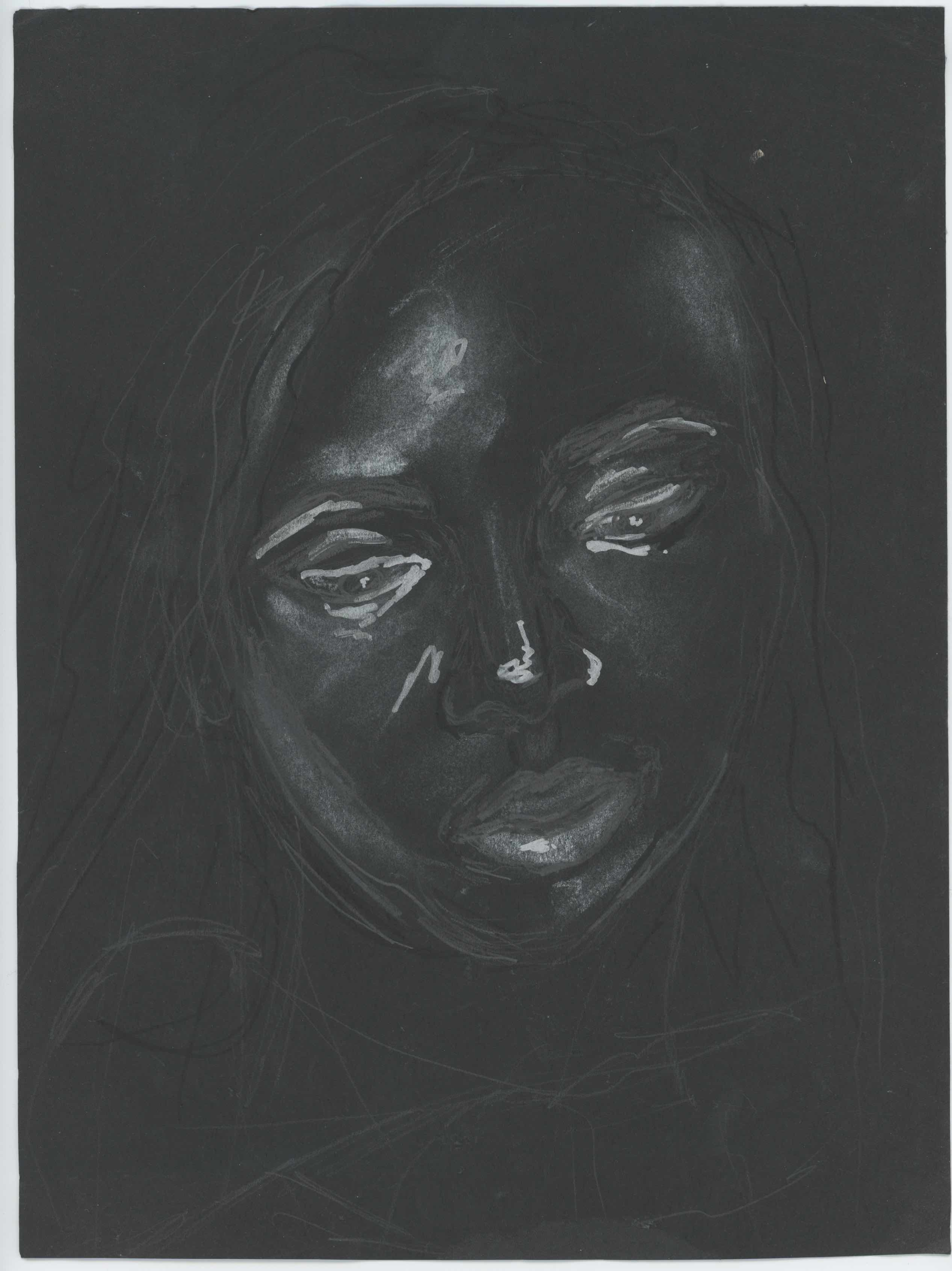 drawing of echo on black paper