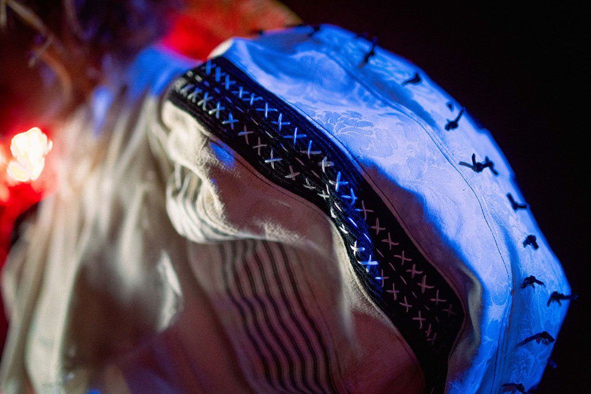 Close up of Poppet sleeve embroidery.