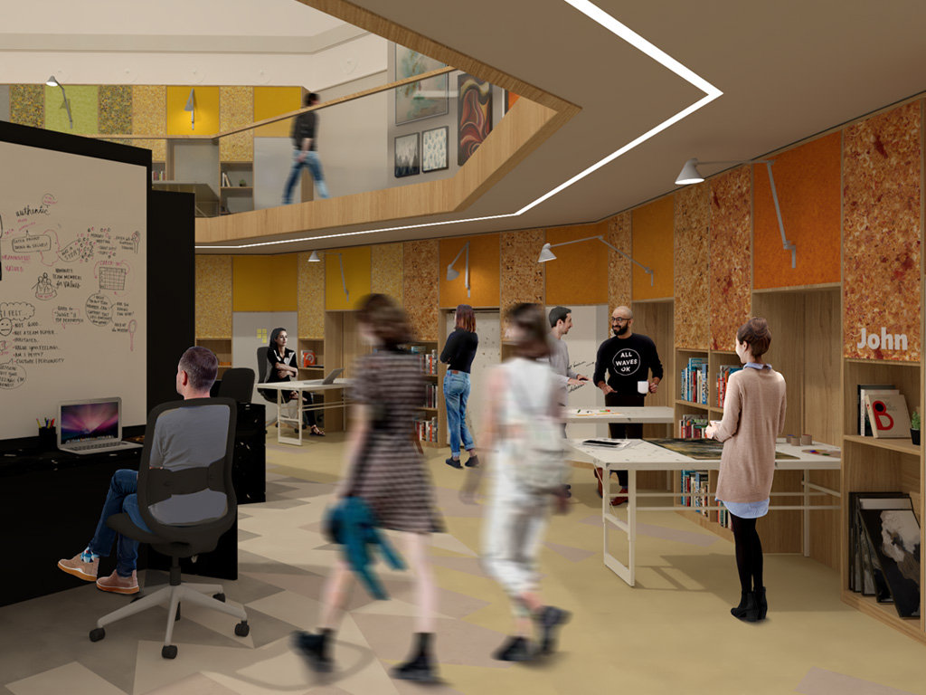 The second floor of the TRG Studio