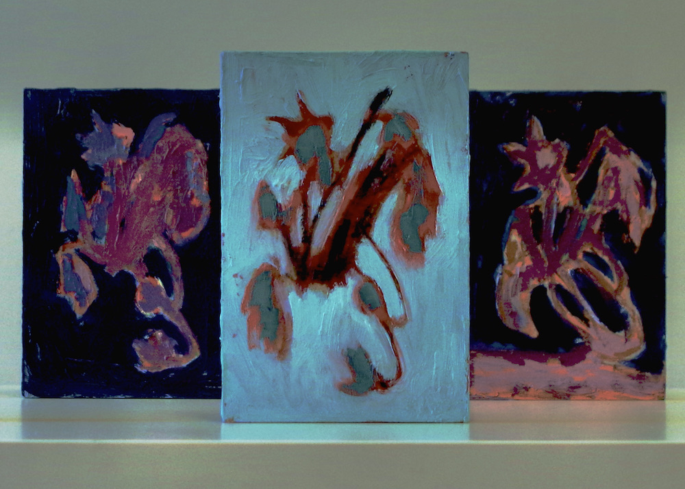 three blocks with flowers