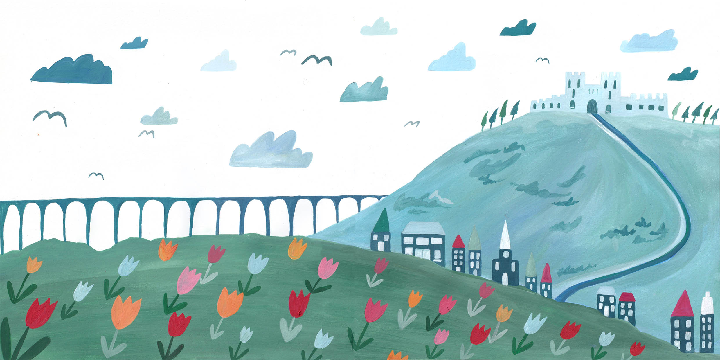 A double page spread from the opening pages of 'The Ice Cream King', a children's book by Violet Colley.
